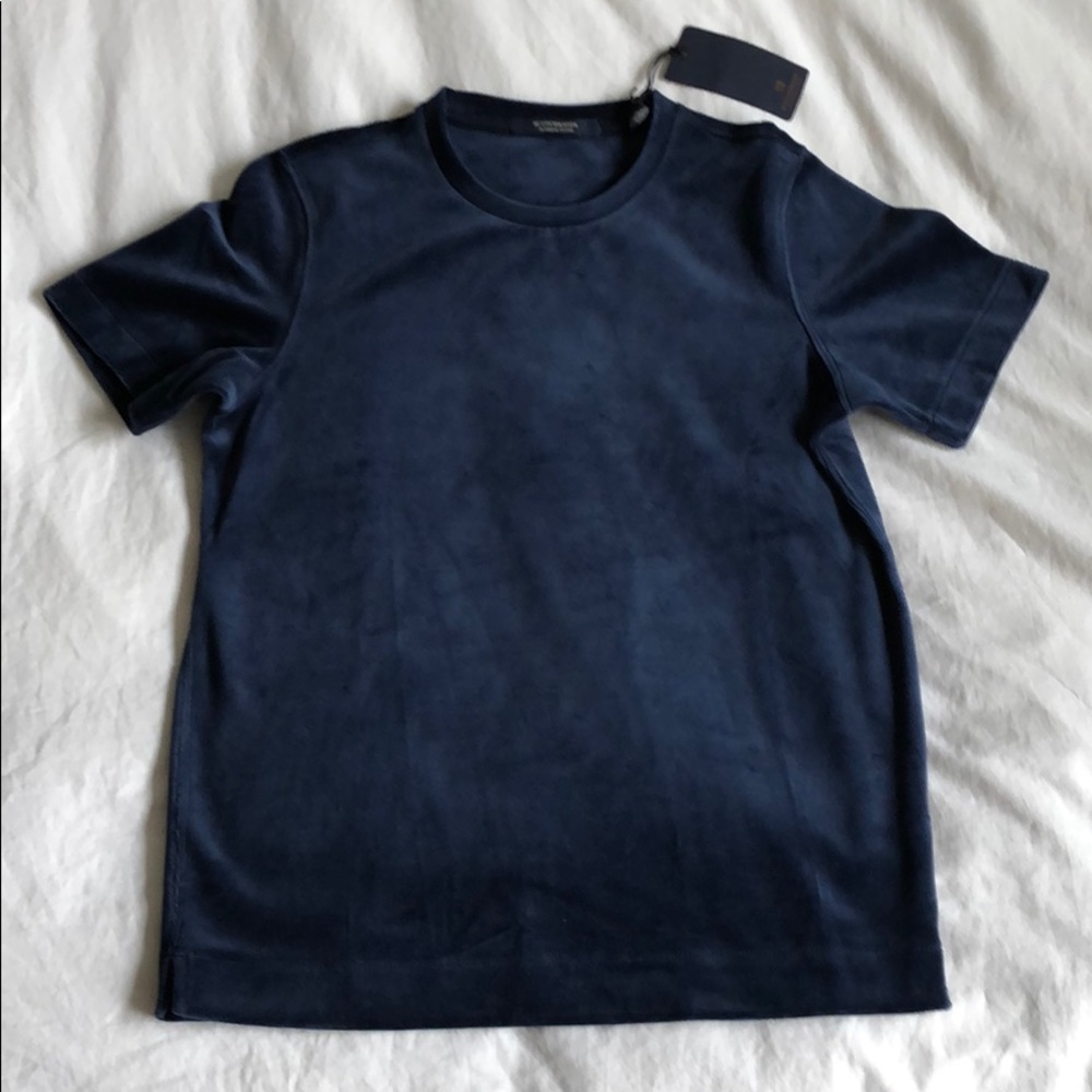 Velvet Crew Neck Short Sleeve Shirt